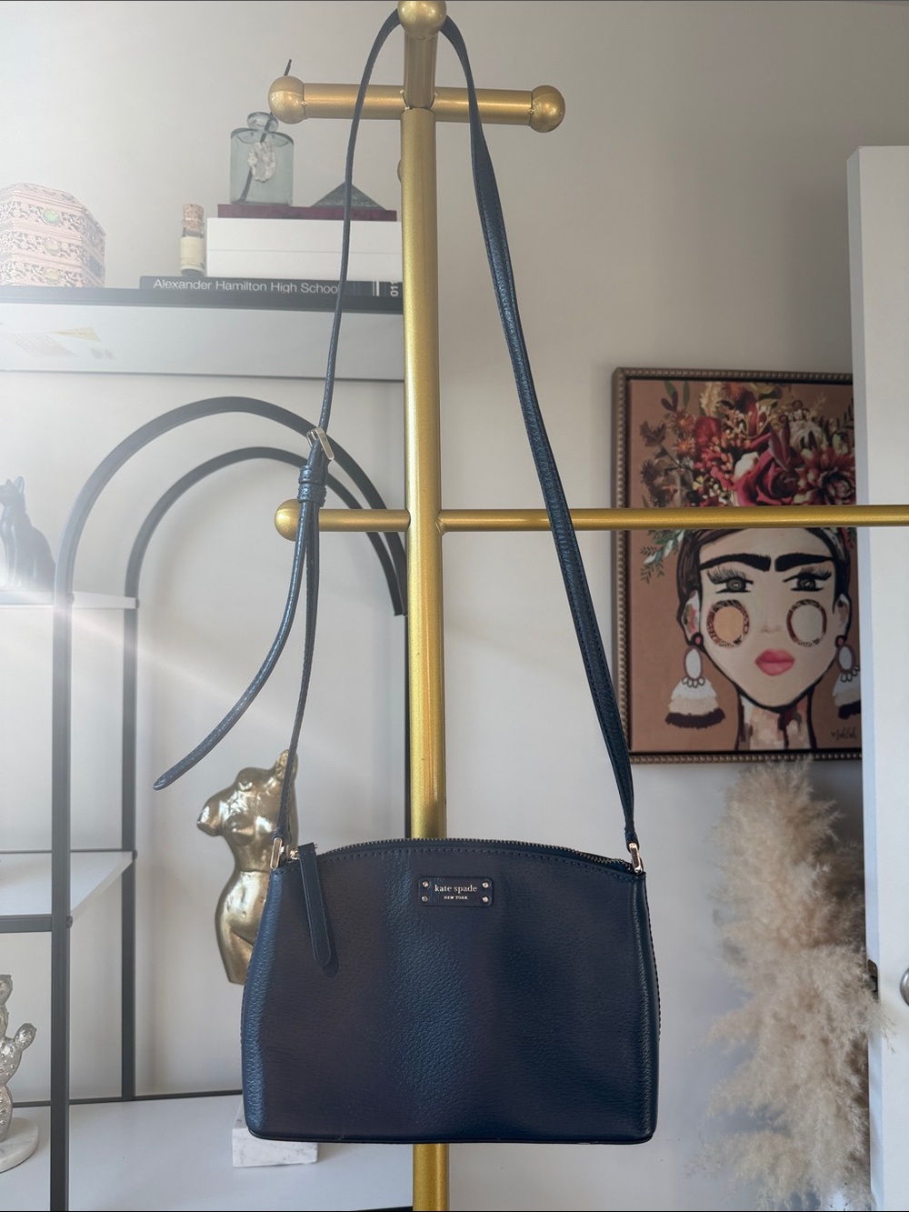 kate spade Navy Pebbled Leather Crossbody Bag